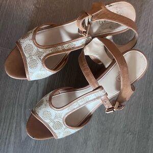 Women’s Beige and Tan Open-Toe Wedge Sandals